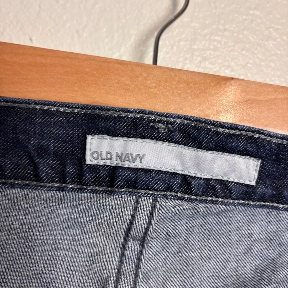 Old Navy Womens 20 Dark Wash Denim Bermuda Shorts Long Jorts Plus Size Stretch
